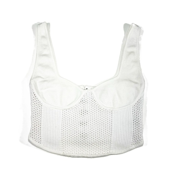 Urban Outfitters White Corset Crochet Knit Cropped Top Womens size Large - Picture 2 of 7